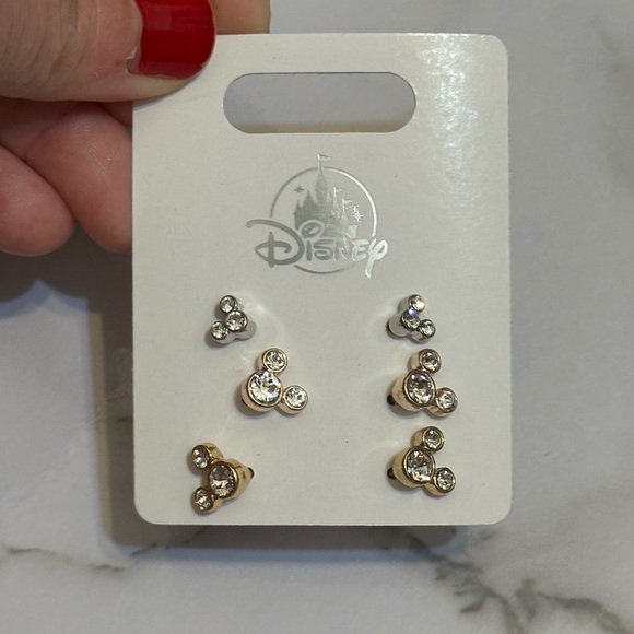 Disney Parks Mickey Mouse Icon Silver Gold &
Rose Gold Tone 3 Pr Earring Set New - Picture 5 of 5